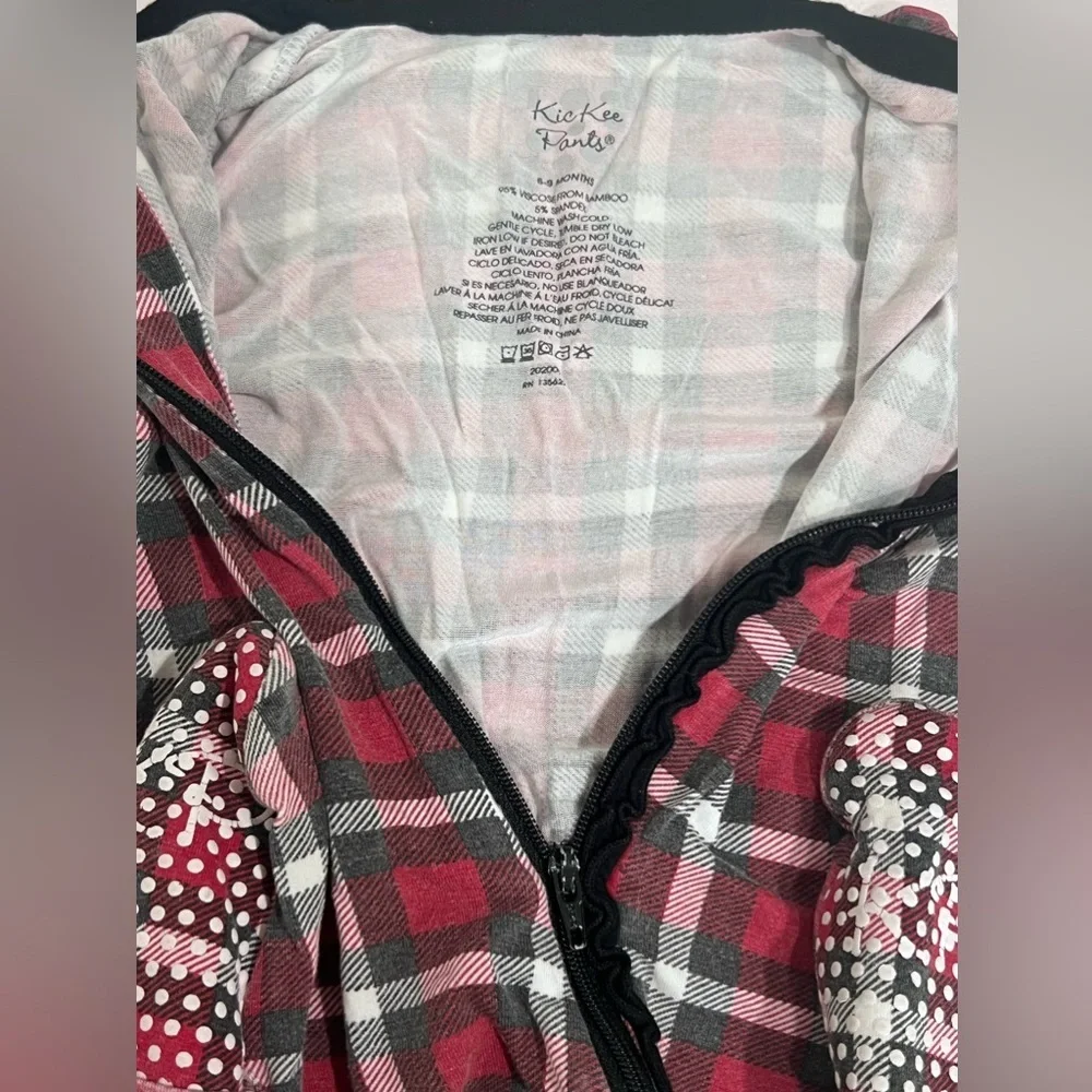 Kickee Pants Red‎ Plaid Ruffle Sleeper baby girls 6-9